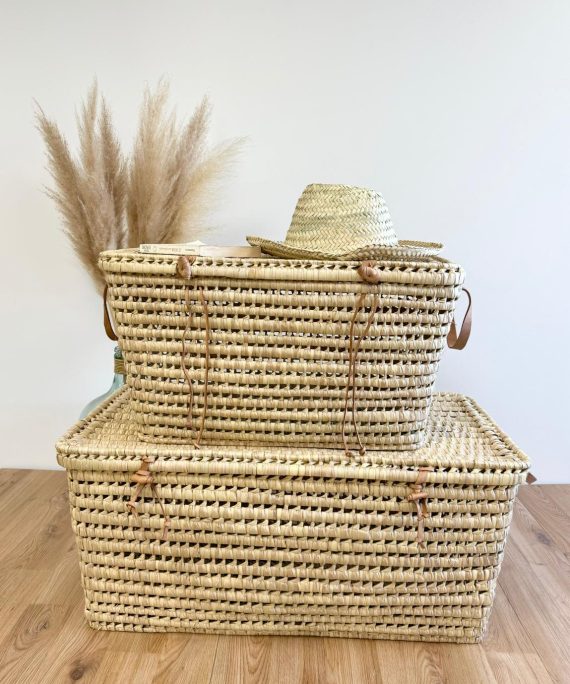 Coffre de rangement -malle en fibre naturelle