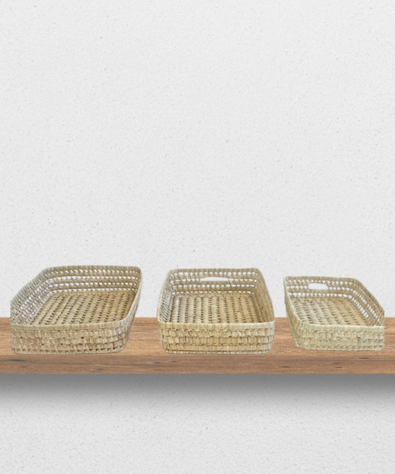 Paniers de rangement tressés en feuilles de palmier - (hauteur 10 cm)