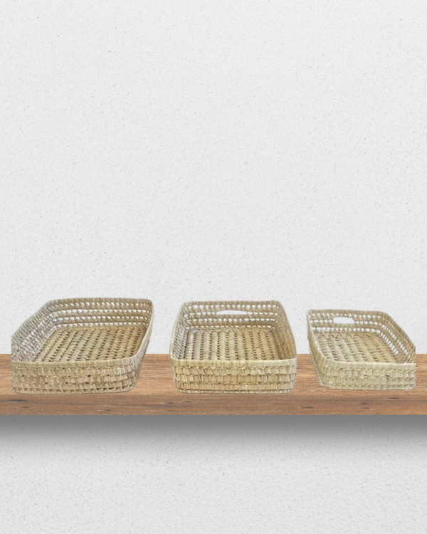 Paniers de rangement tressés en feuilles de palmier - (hauteur 10 cm)