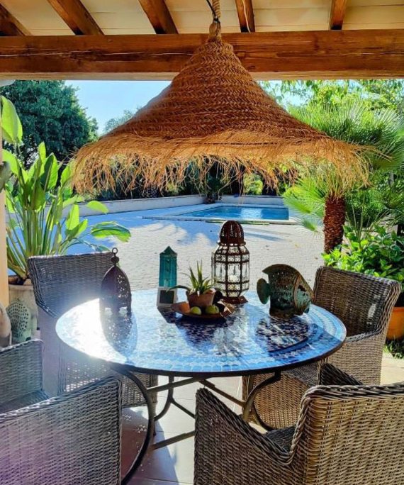 Suspension en osier- luminaire Parasol 80 cm