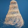 Suspension en osier, luminaire ajourée en halfa, abat-jour conique à franges