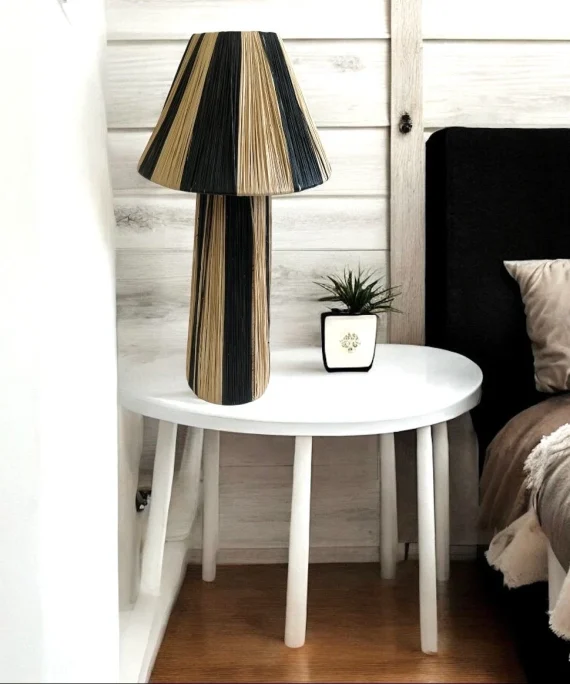 Lampe en Raphia - lampe de chevet Artisanal