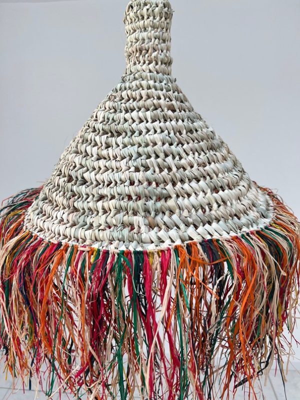 Suspension en  cloche -avec  franges en feuilles de palmier (orange) – Image 4