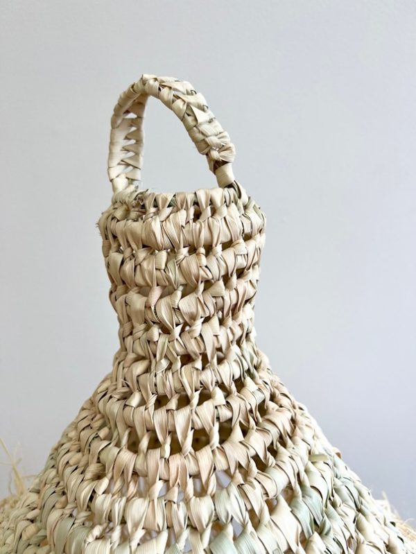 Suspension en  cloche -avec  franges en feuilles de palmier (orange) – Image 5