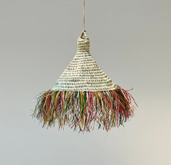 Suspension en  cloche -avec  franges en feuilles de palmier (orange) – Image 2