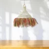 Suspension en  cloche -avec  franges en feuilles de palmier (orange)