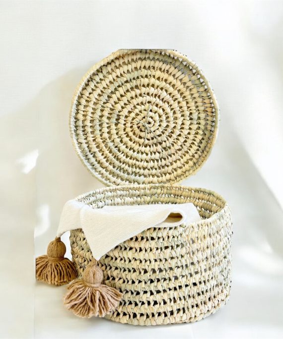 Boîtes de rangement avec couvercle tressés en feuille de palmier