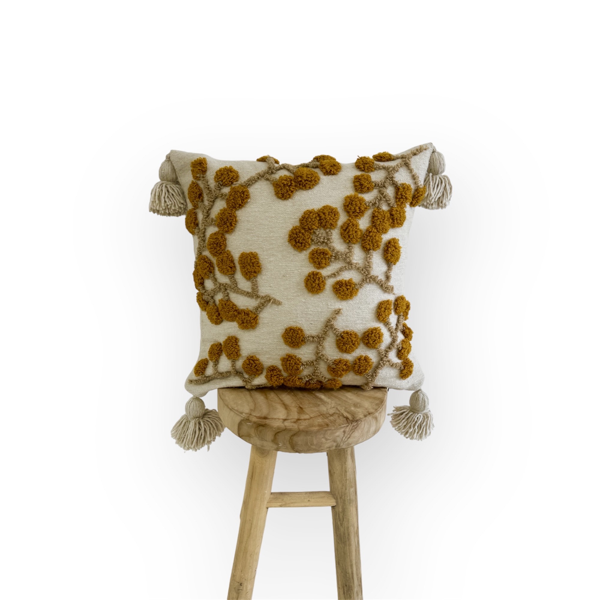 Housse de coussin brodé à la main 45 cm x 45 cm