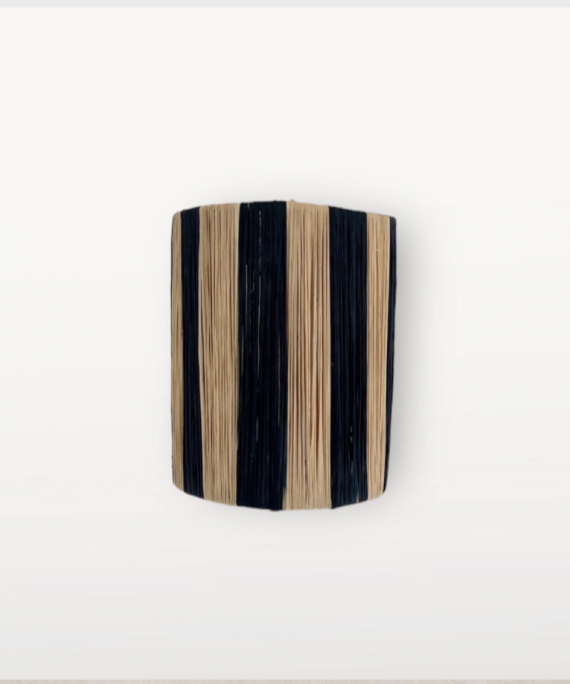 Applique murale en  raphia  -Noir/beige