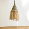 Suspension conique, luminaire en raphia naturelle et corde