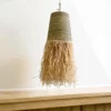 Suspension cylindrique, luminaire en raphia naturelle et corde