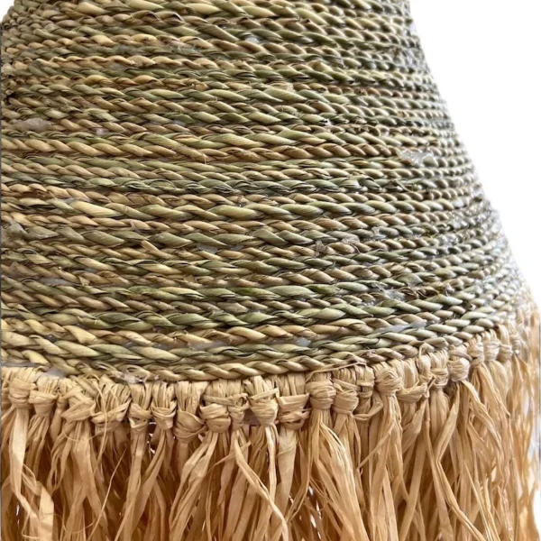 Suspension conique, luminaire en raphia naturelle et corde – Image 2