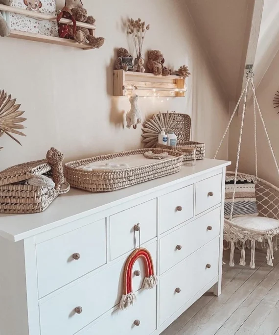 Panier à langer pour bébé en feuilles de palmiers
