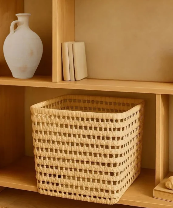 Panier de rangement naturel tressé à la main – 100 % feuilles de palmier