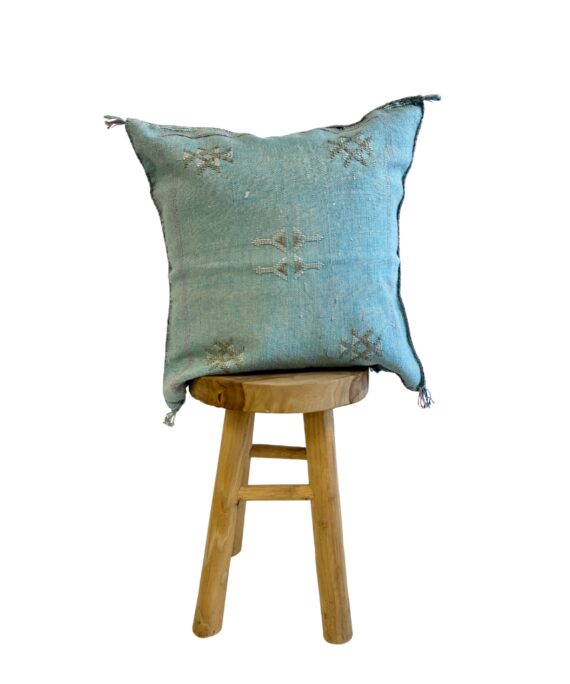 Coussin en Soie de Cactus Marocain - Turquoise Coussin en matière naturelle