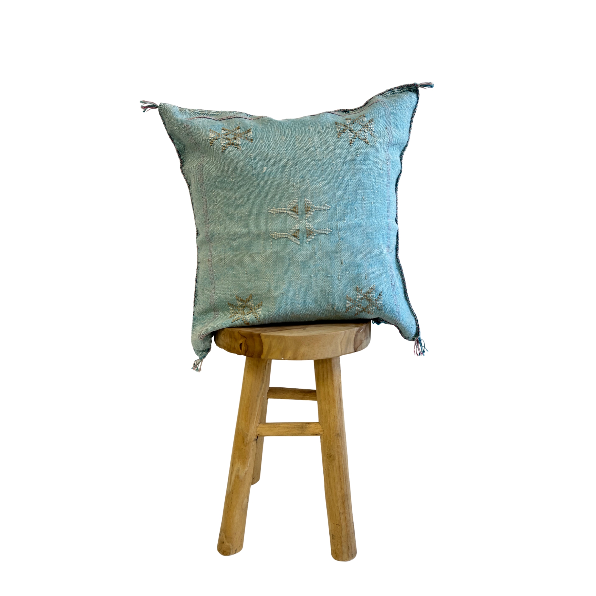 Coussin en Soie de Cactus Marocain - Turquoise Coussin en matière naturelle