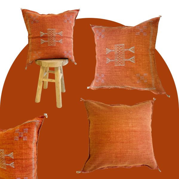 Coussin en Soie de Cactus Marocain - Terracotta Coussin terracotta fait main – Image 2