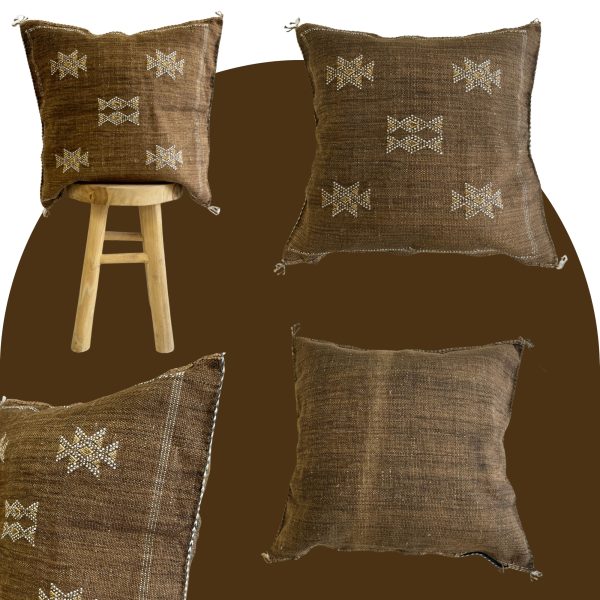 Oreiller en Soie de Cactus Marocain - Marron Oreiller en Soie – Image 2