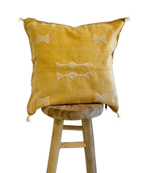 Oreiller en Soie de Cactus Marocain jaune