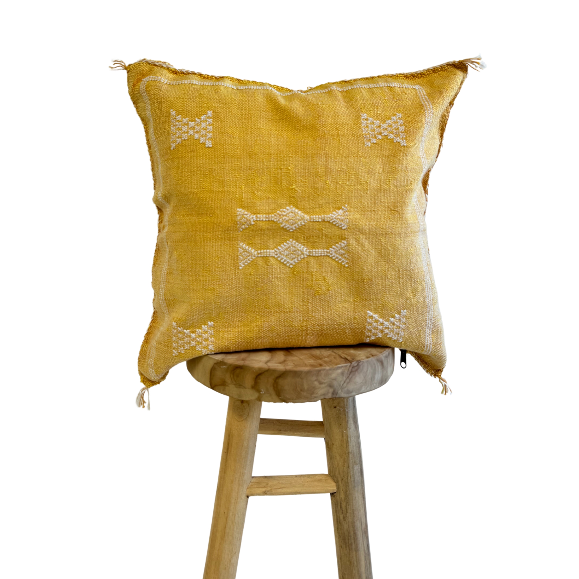 Oreiller en Soie de Cactus Marocain jaune