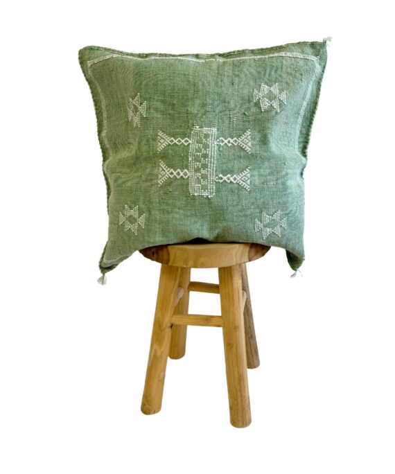 Coussin en Soie de Cactus Marocain – Vert pastel