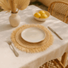 Set de table rond en raphia naturel  – avec franges