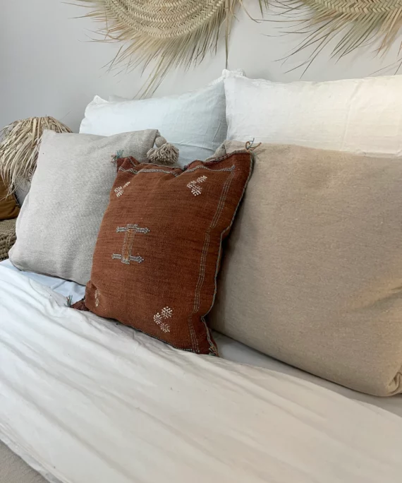 Coussin en soie de cactus Marron