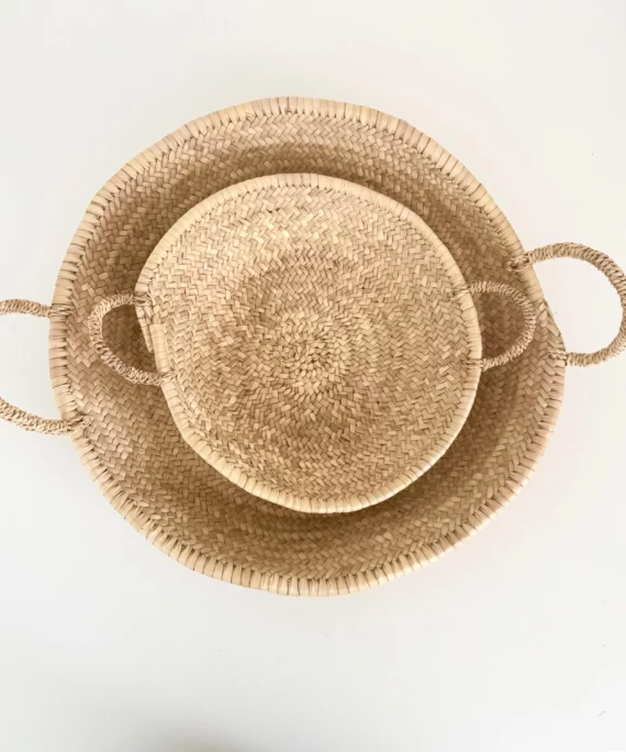 Corbeille Plate en Feuilles de Palmier