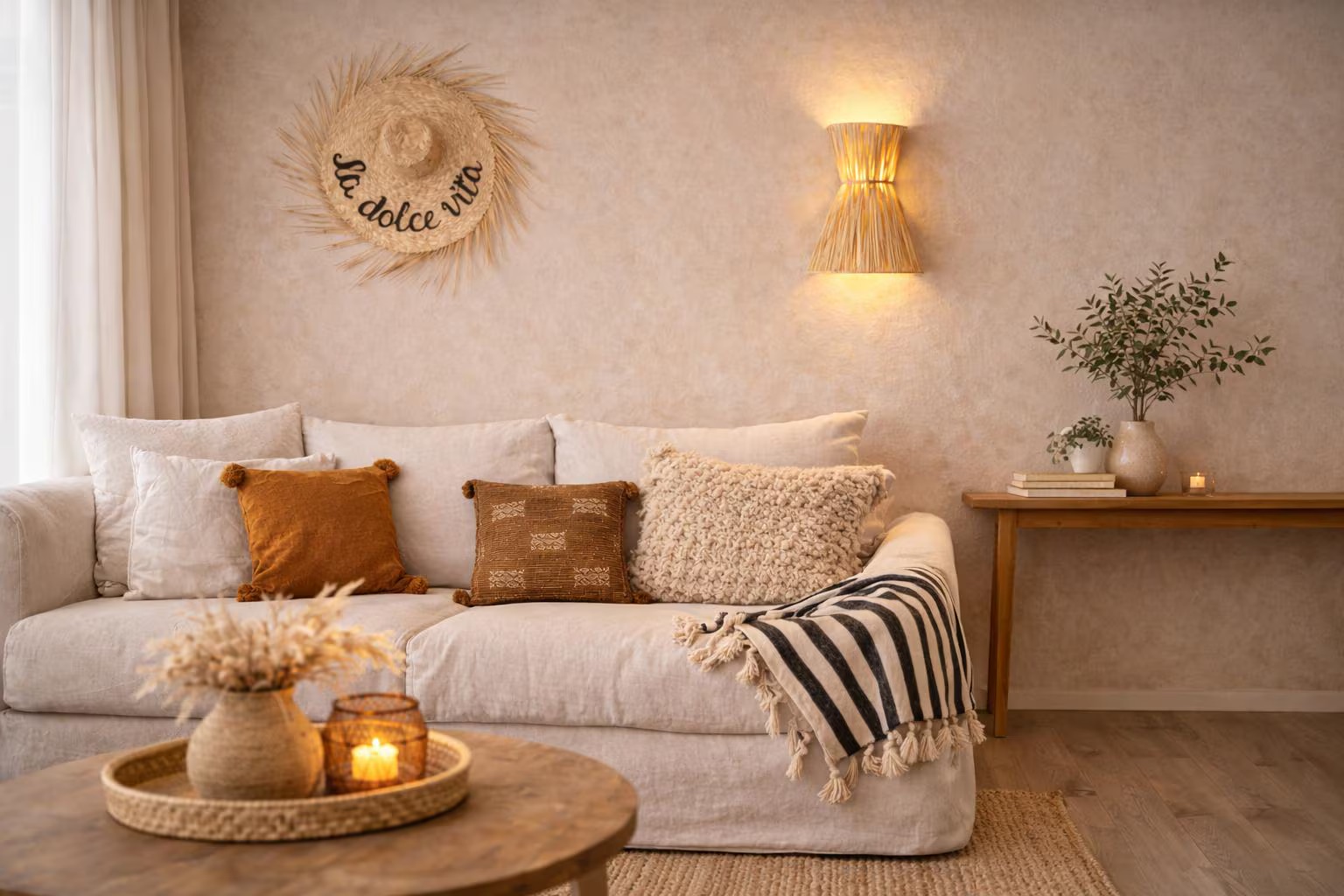 Applique murale en forme de sablier raphia fait main – Image 4