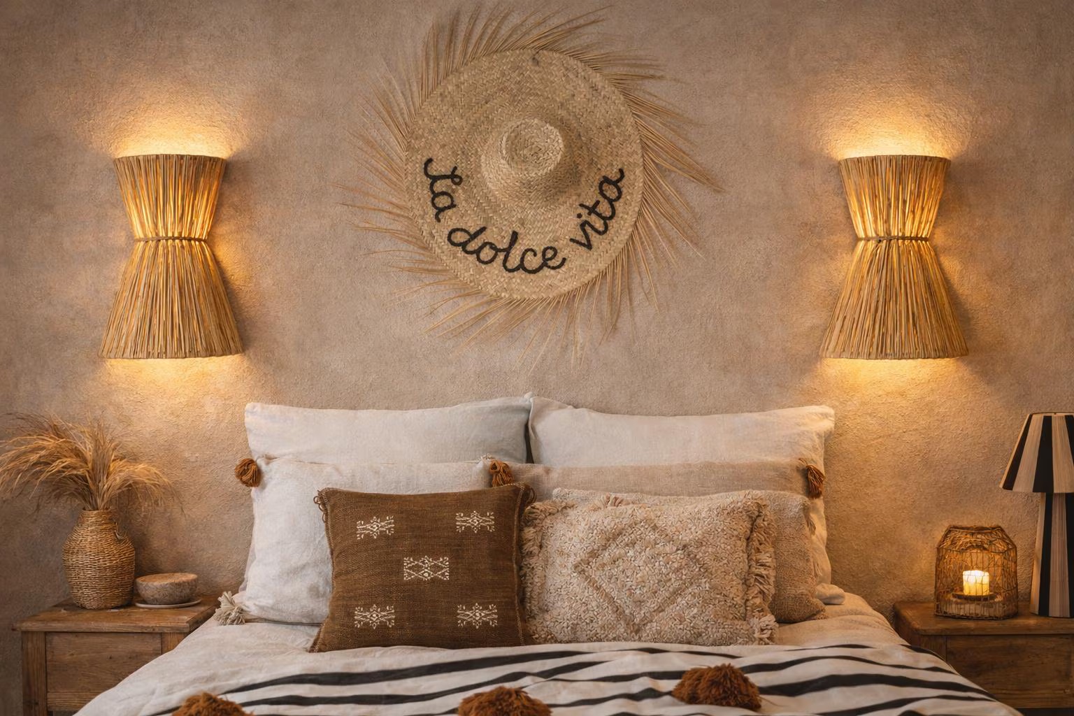 Applique murale en forme de sablier raphia fait main – Image 3